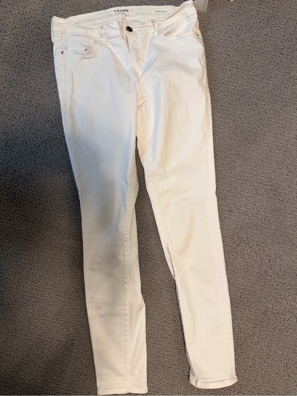 Frame Denim Off-White High-Rise Skinny Jeans